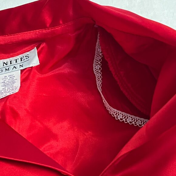 Vintage J.R.NITES Red Satin Blouse 14W Plus Size Evening Top Crystal Button - Picture 6 of 11